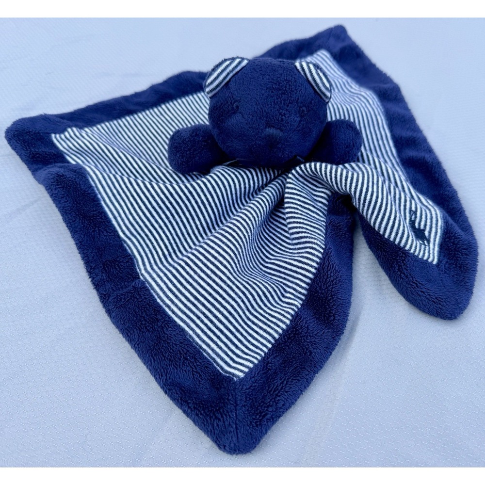 Ralph Lauren Bear Security Blanket Lovey Teddy Blue White Stripes Plush Baby HTF